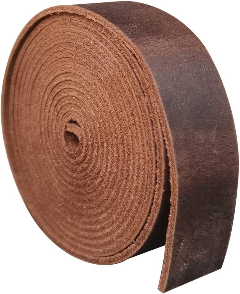 Fan&Ran Genuine Leather Strip 1 Inch Wide 64 Inches Long for DIY Craft Projects, 1.8-2mm Thick, Coffee Brown - Image 1